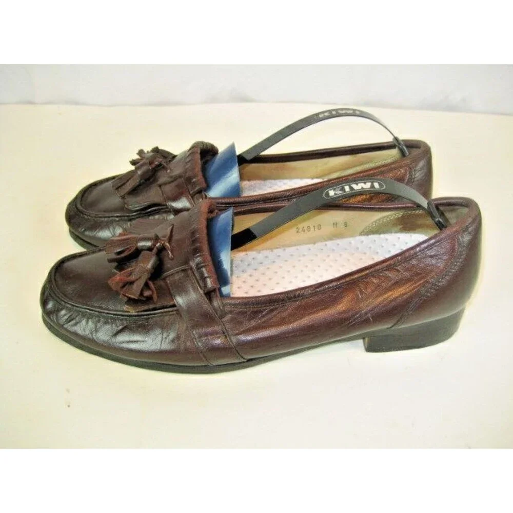 Mens Bostonian Brown  Leather Tassle Kilt Loafers sz 8M